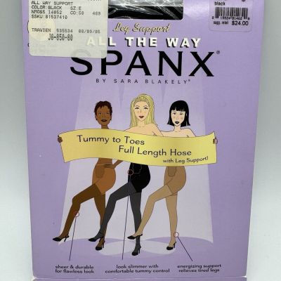 Spanx All The Way Leg Support Pantyhose E Black Tummy Control Sara Blakely New